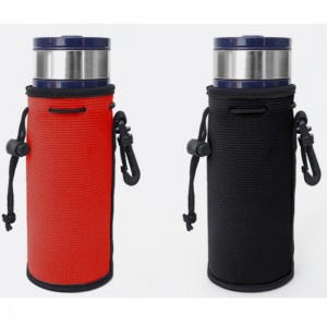 Custom logo color neoprene water bottle sleeve drawstring strap and buckle cup covers