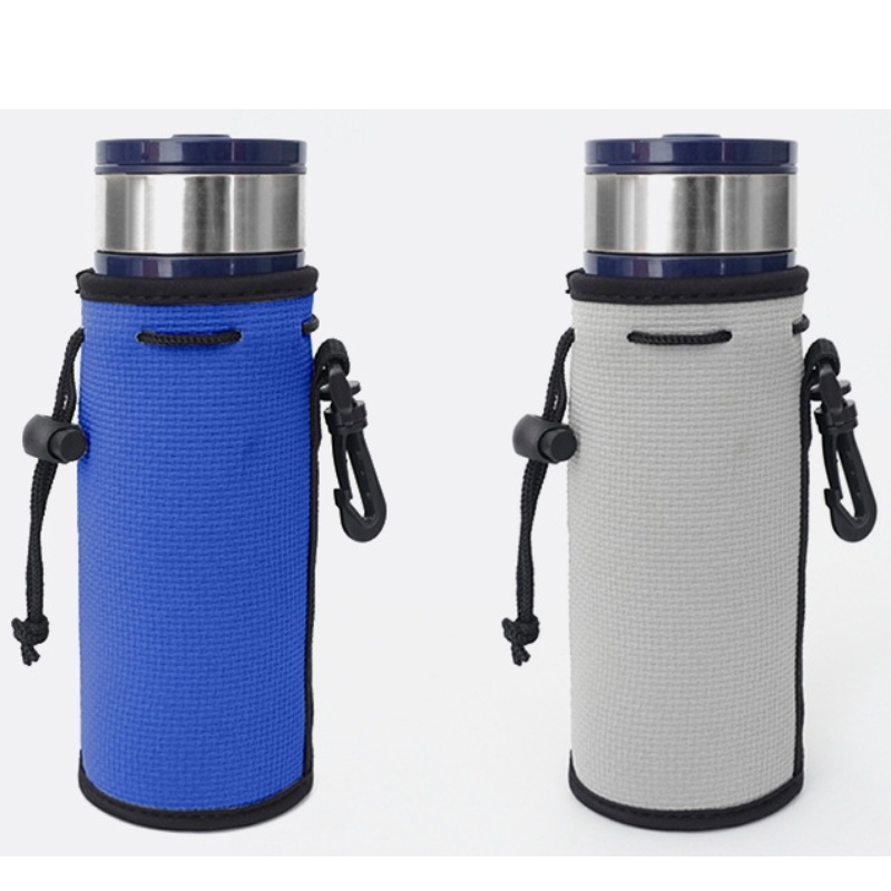 Custom logo color neoprene water bottle sleeve drawstring strap and buckle cup covers