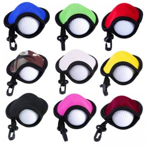 Custom waterproof black neoprene Golf ball washer pouch golf ball cleaning pouch with clip