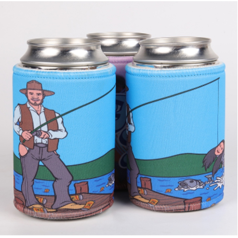 Neoprene Insulated Sublimation Beer Bags Bottles Beer Sleeve Covers Easy Carry Beverage Can Cooling Cooler