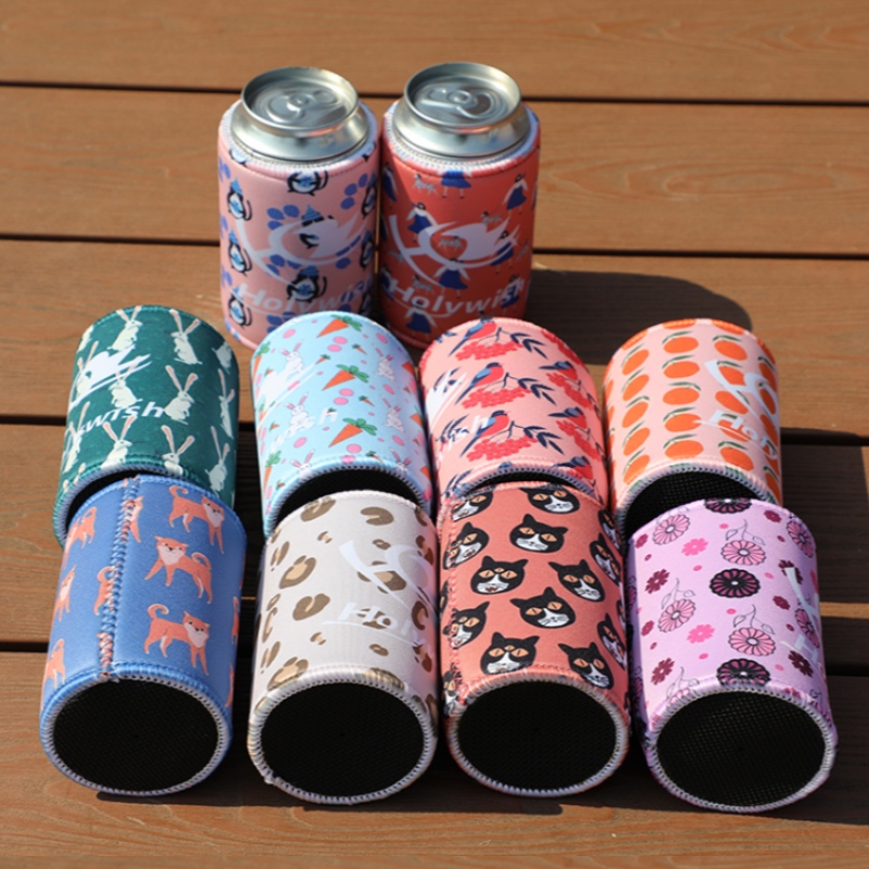 Neoprene Insulated Sublimation Beer Bags Bottles Beer Sleeve Covers Easy Carry Beverage Can Cooling Cooler